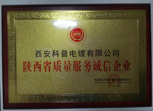 陝(shǎn)西省質量服(fú)務誠信企業(yè)